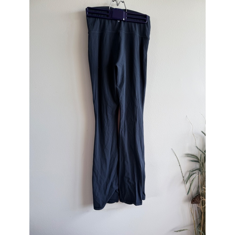 Tna TnaAction Women Medium Navy Blue Flare Yoga Pants High‎ Rise Slit Hem 2617